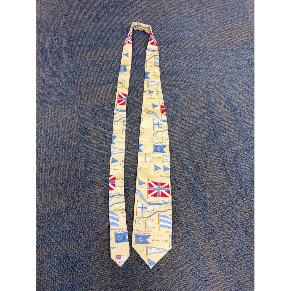 Maus & Hoffman Italy Silk Tie Nautical Yacht Club Flags Sailing Made in Italy